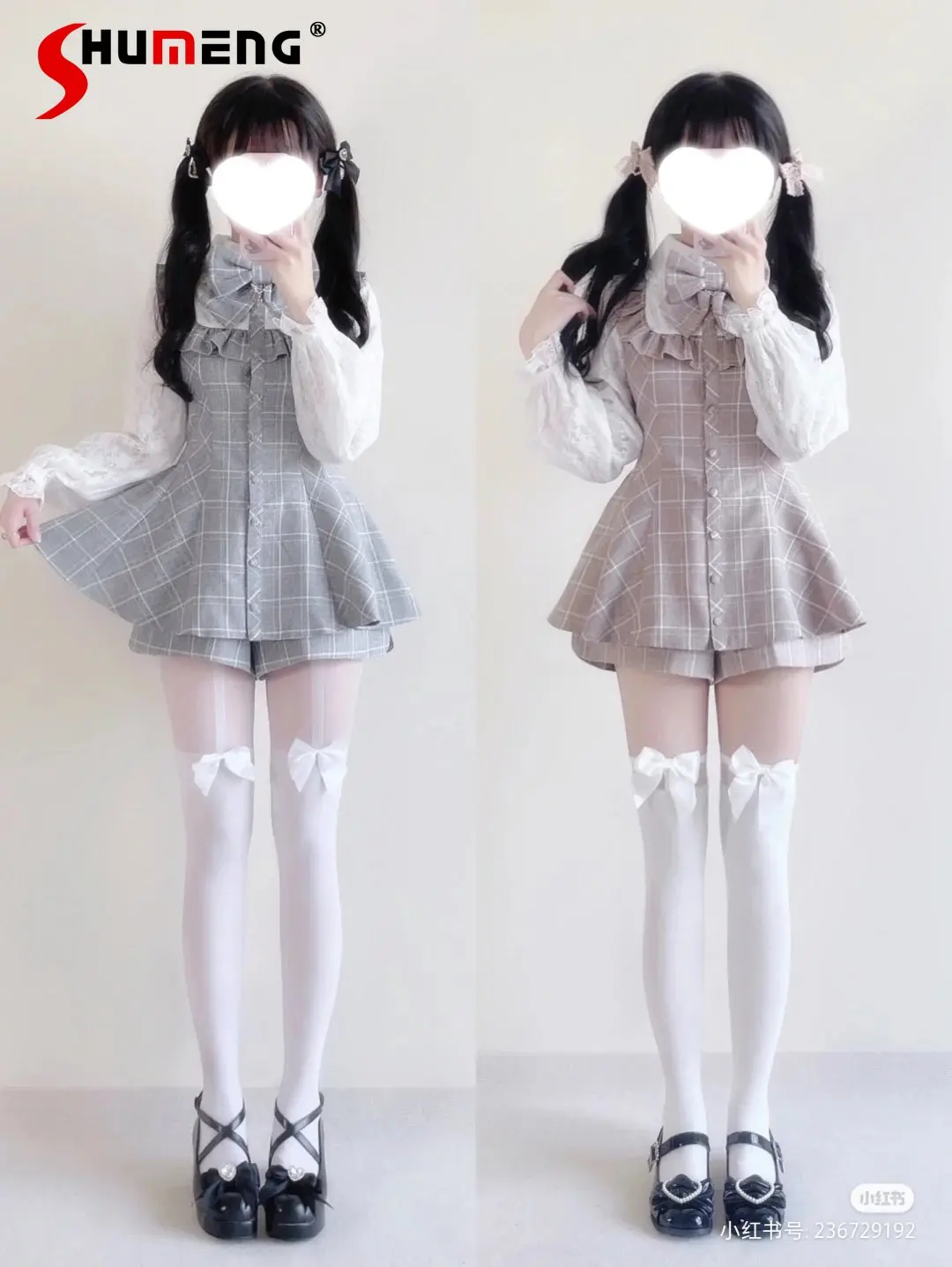 Women's Luxury Japanese Bow Sailor Collar Blouse and Shorts Suit Long Sleeve Top Lolita Clothes and Shorts Set Sweet 2 Piece Set