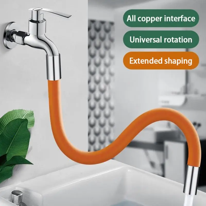 

Kitchen Water Faucet Extension Universal Bathroom Wash Basin Splash-proof Water 360° Rotation Bending Extended Hose