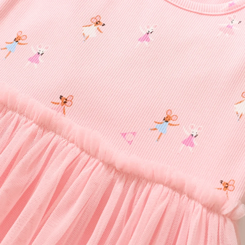 Summer Princess Kids Clothes Pink Children 's Clothing Baby Girls Cotton Cartoon Infant Mesh Dresses Vestidos