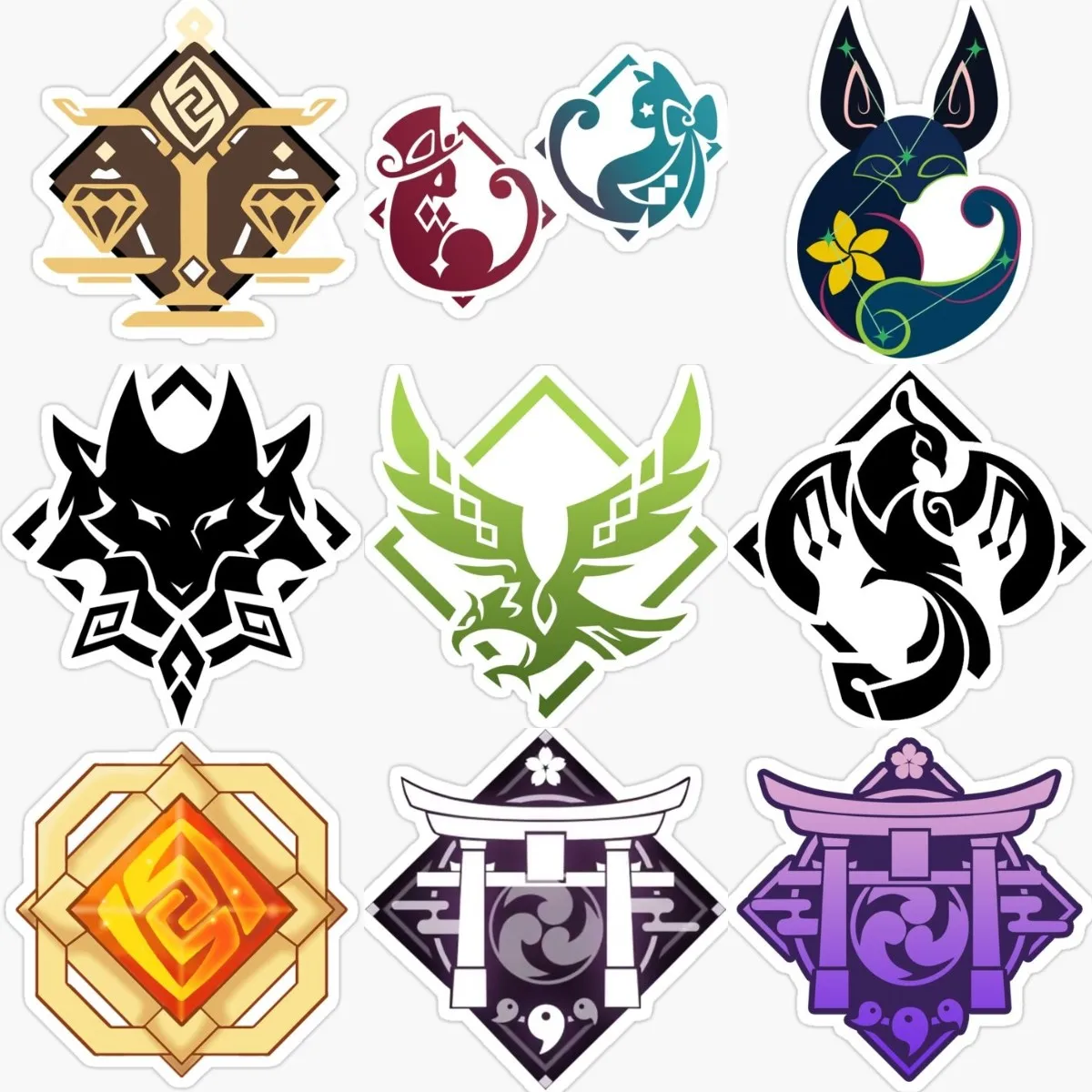 Genshin Impact Element Badge Adesivi Creativi Per Moto Camper Van Bicicletta Car Window Wall Door Room Table Decal