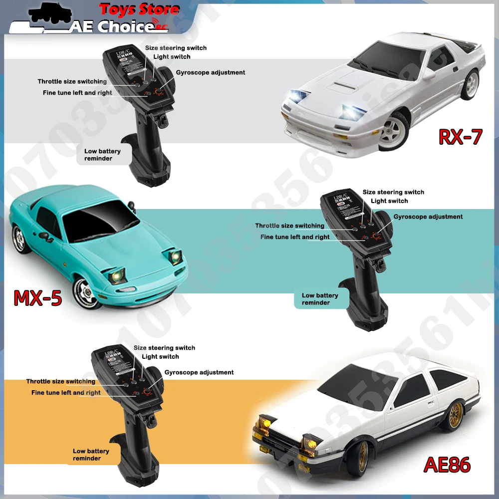 LD1804 MX-5 AE86 RX-7 FC Model LD1801 LD1802 RC Car 1/18 2.4GRemote Control 4WD 15Km/H ESP Gyroscope LED Light RC Drift Car 6