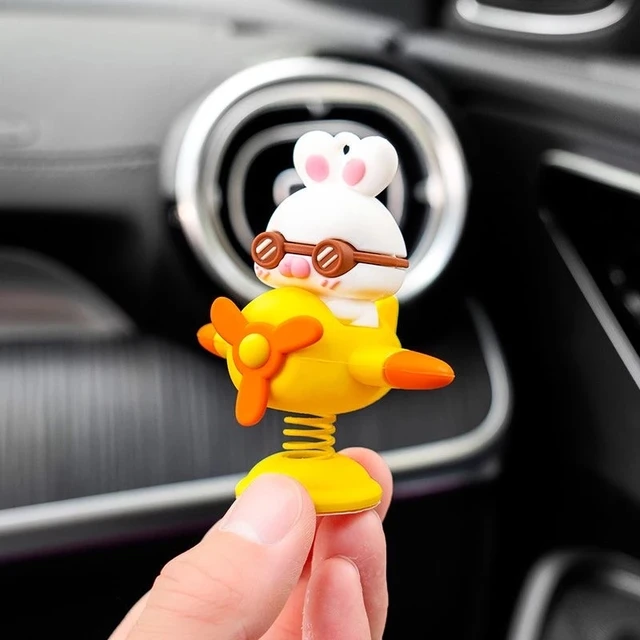 Cartoon Resin Mini Shaking Head Bear rabbit Car Ornament Auto