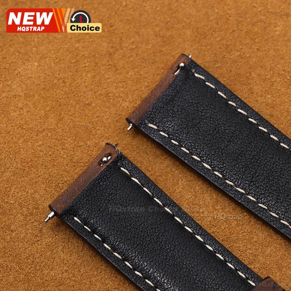 Elegant Genuine Leather Butterfly Clasp Watchband - Premium Strap Wristband Accessories