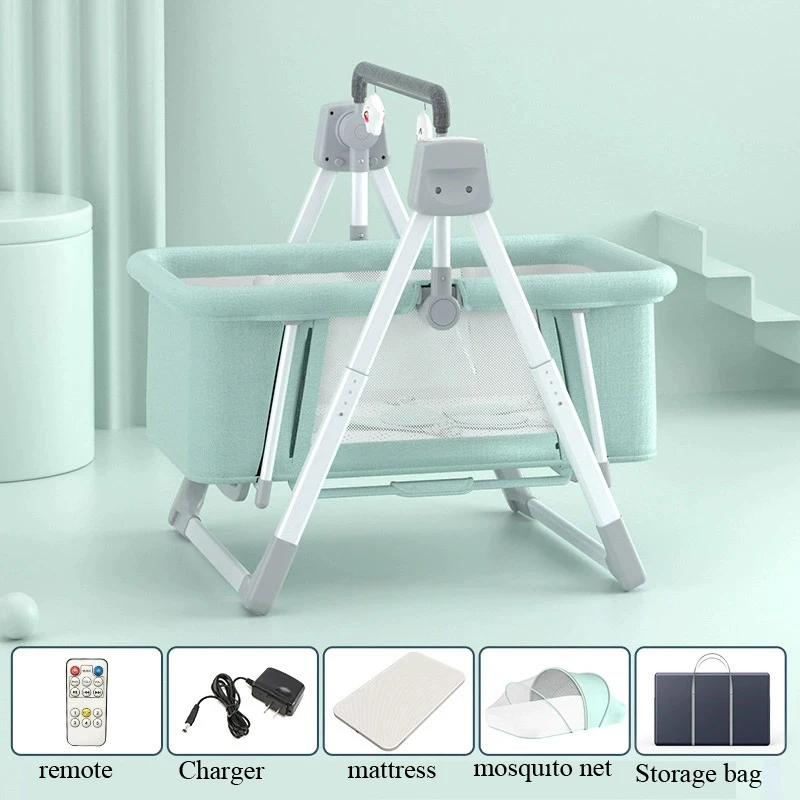 Smart Baby Rocker Cradle - Wireless Music, Variable Speed, Foldable Aluminum Stand, Detachable Bassinet with Time & Manual Mode Sa33beaaa6bc6408a9346d42a1fd5fe82y