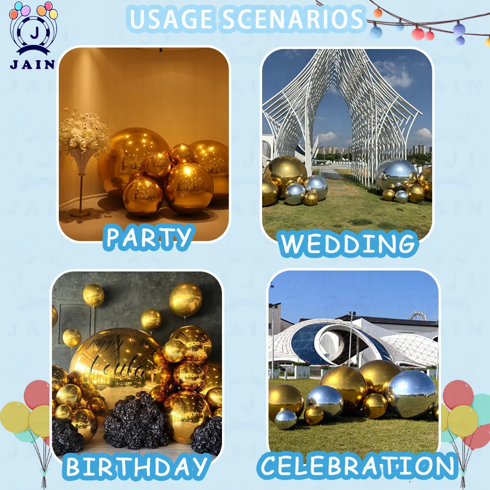 Inflatable Gold Hanging Inflatable Mirror Balls Big Bubble Balloon PVC Decoration Ball for Events Stage, Birthday Festival 1Pc