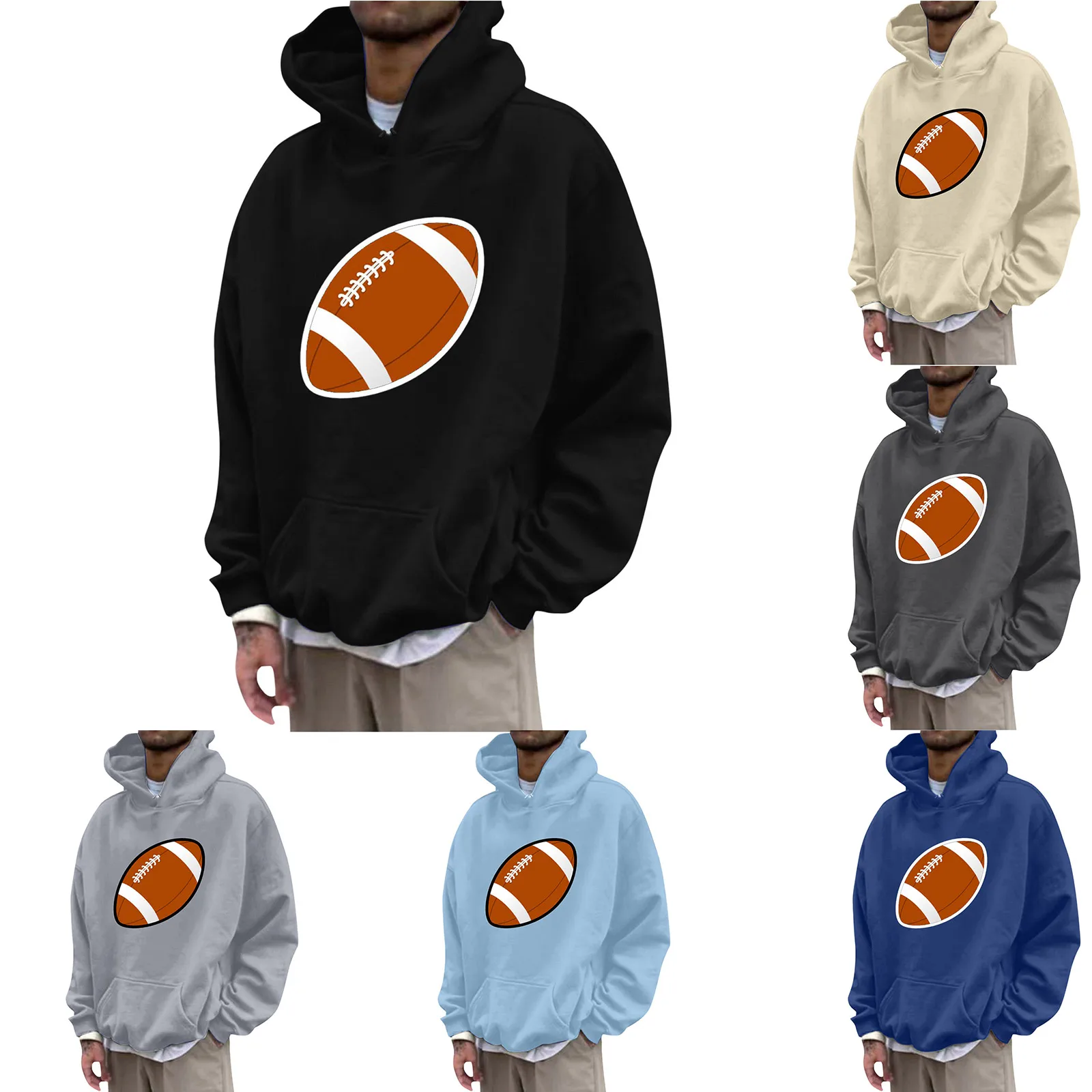 

Mens Couple Casual Sports Pocket Pullover Letter Printed Hooded Sweater Casual Outwear Streetwear
