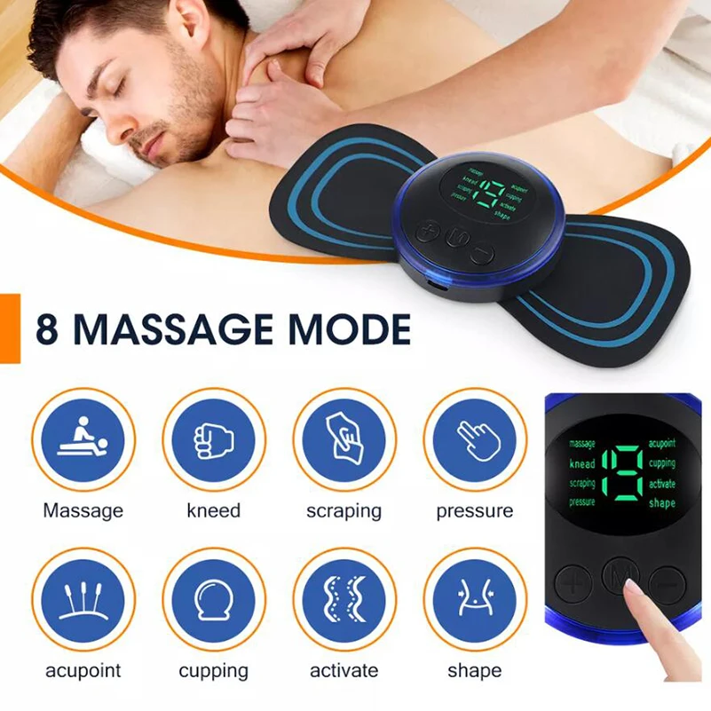 EMS Nackenmassagegerät Mini Electric Pulse Neck Muscle Massager für Wirbelsäule Schmerzlinderung Massage-Pads