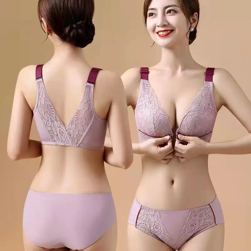 

Front Button Underwear Small Breasts Gather Together To Receive Auxiliary Breasts To Prevent Sagging Without Rims Bra Set