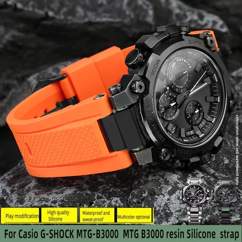 Silicone Modificato Per Casio G-Shock Mtg-B3000 Cinturino A Sgancio Rapido Mtg B3000 Cinturino In Gomma Resina Con Connettore Adattatori
