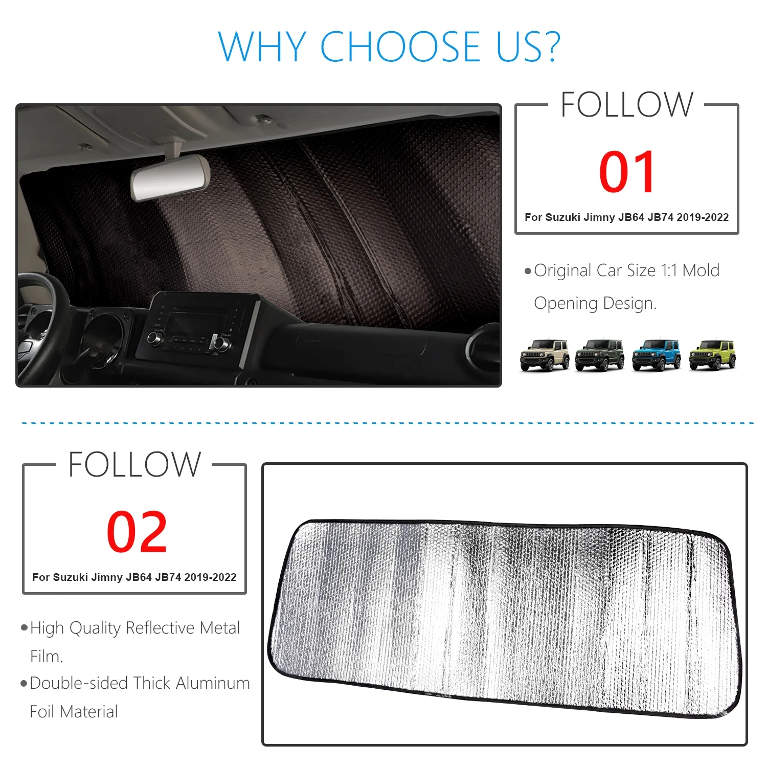 Car Front Windshield Sunshade Cover Sun Visor For Suzuki Jimny JB64 JB74 JB64W JB74W + parasol coches parabrisas delantero