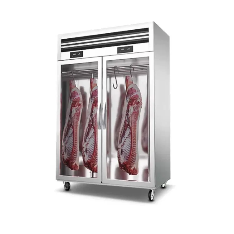 Commercial Vertical Meat Display Cabinet Hanging Design with Refrigeration Equipment Safe Fresh Meat Freezer Souring Display - Image 6
