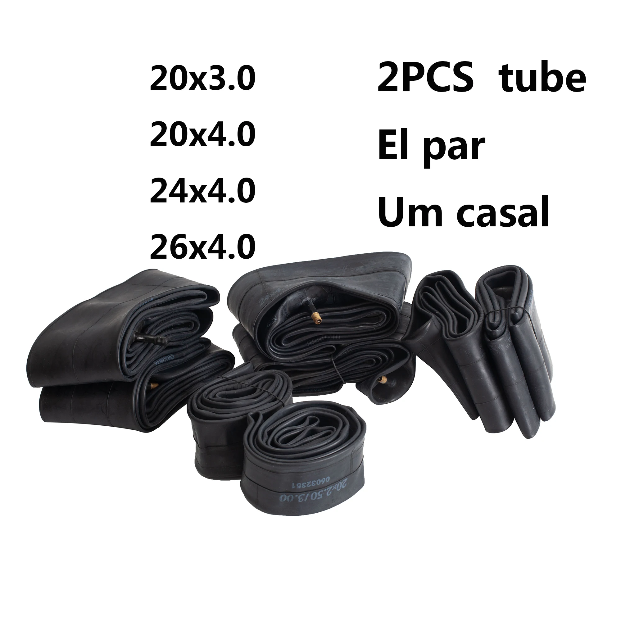 Tubo interno da bicicleta gorda preta, bicicletas dos Snowmobiles, ATVs, 20x3.0, 24x4.0, 26x4.0, 26x4.0, 2 PCes