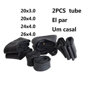 2PCS Fat Bike Tube 20X3.0 20x4.0 24x4.0 26x4.0 Camera d'aria bici per motoslitte Biciclette ATV Pneumatico nero