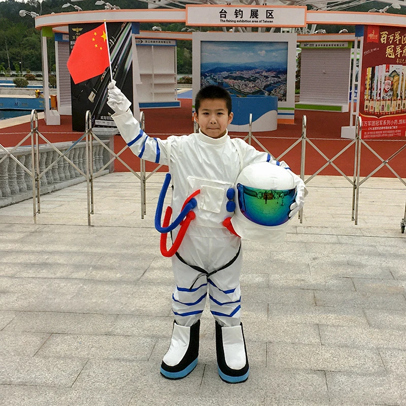 Aerospace Astronaut Cosplay Costume With Helmet Spaceman Role Play Dress Suit Advertising Carnival Party Costumes For Adult Kids