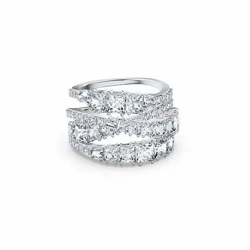 خاتم نحاسي من الزركون للرجال والنساء لامع إكسسوار...