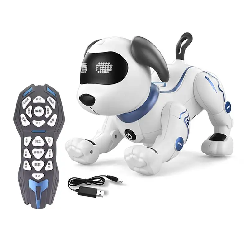 

Робот-собака Электронная трюковая собака электронные питомцы игрушка радиоуправляемая собака голосовые команды сенсорный датчик музыка песня робот собака игрушки для детей подарок