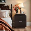Nightstand with LED Light, Set of 2 Night Stand with Drawers, Black Bedside Table, Modern End Side Table for Bedroom 6