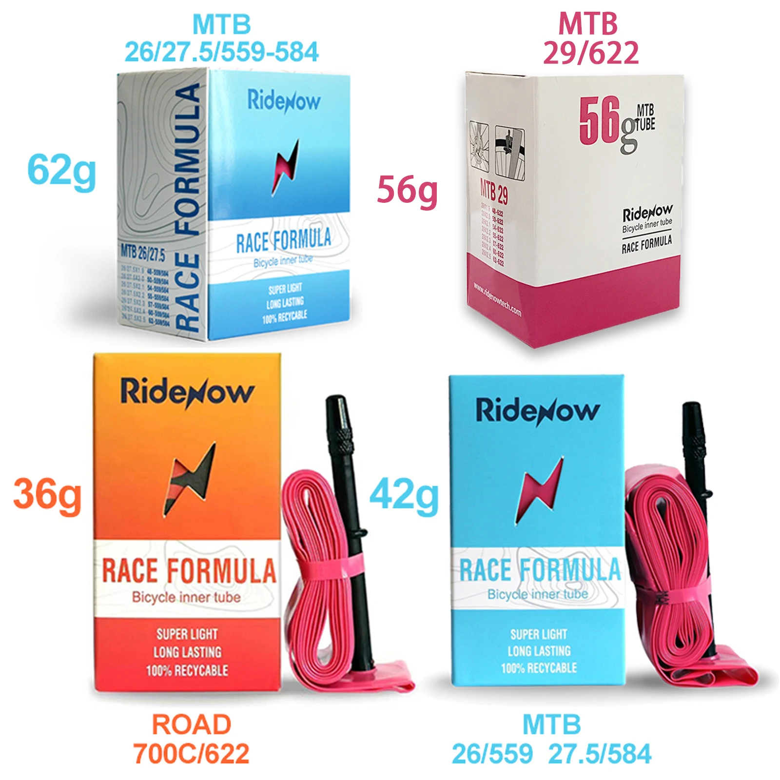 Ridenow Ultralight Bike Inner Tube 700c X 18 25 28 32 Road Mtb Bicycle