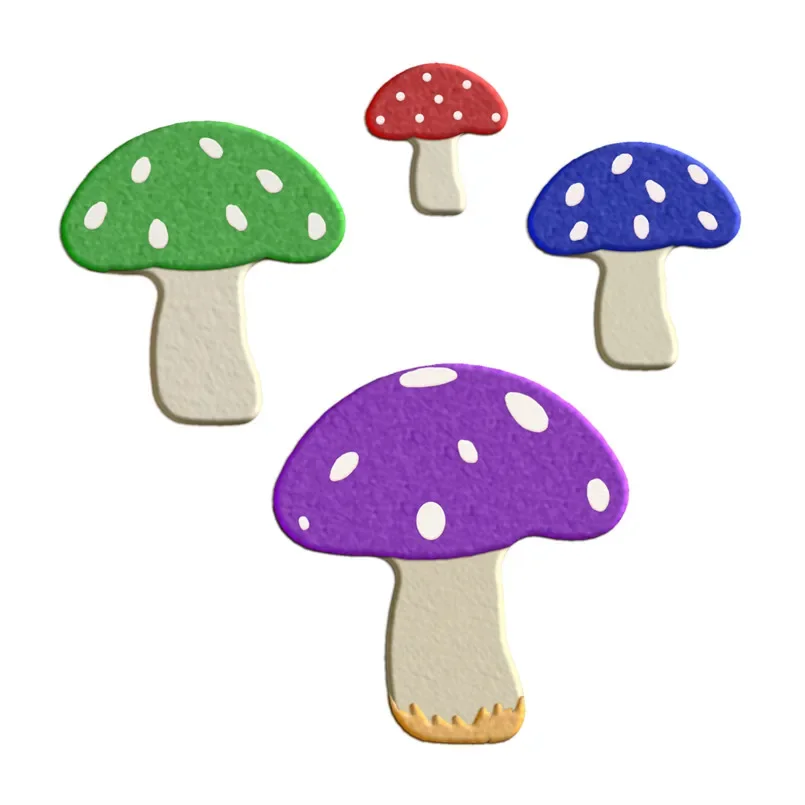 Four Specifications Cartoon Plant Fungi Long-stemmed Mushrooms Plastic Mold Cake Fondant Tools Cookie Sushi and Fruits Cutters