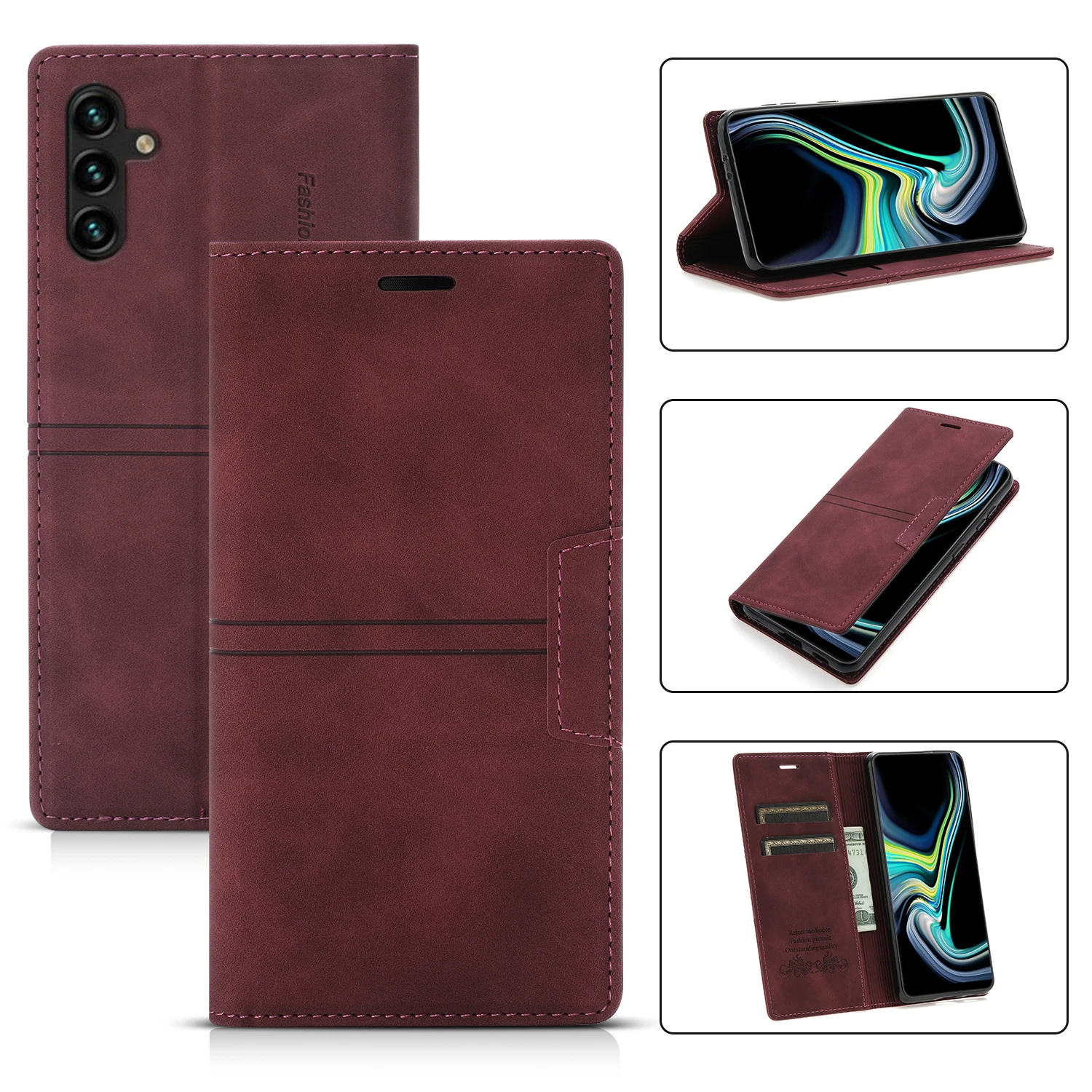 Ledertasche für Samsung A14 A34 A54 A24 A13 A23 A33 A53 A73 A15 A05S Galaxy A32 A52 A22 A42 A12 A72 A04S A03S Flip Wallet Cover – Detail 3