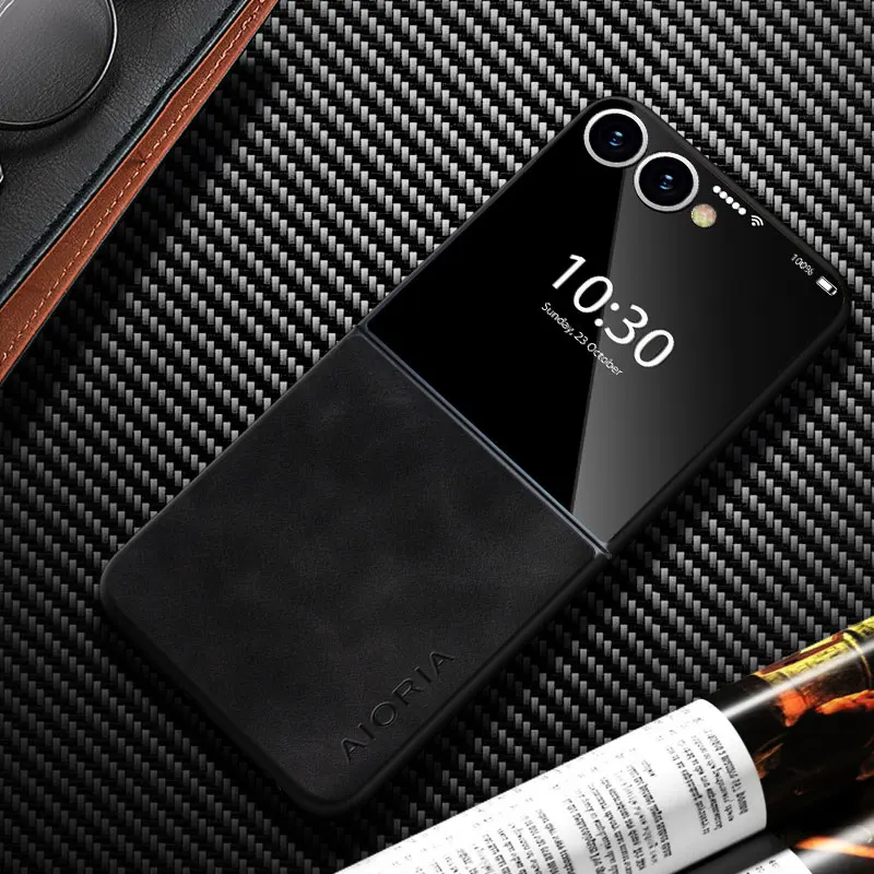 Fashionable Durable Leather Flip Phone Case - Elegant Design Cover