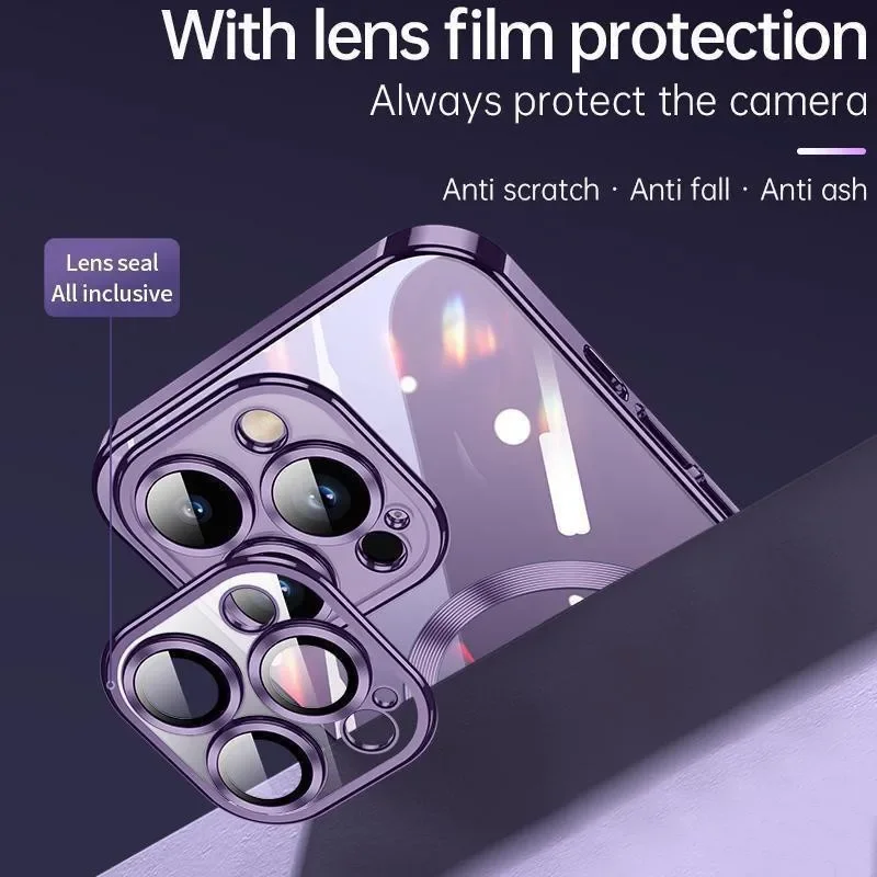 Enhanced Magnetic Phone Case with Wireless Charging & Lens Protector Cover