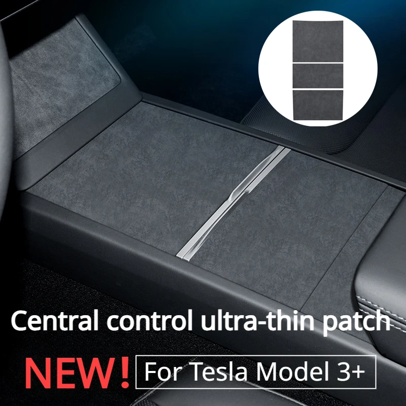 Suede Car Sticker for Tesla Model 3+ Central Control Ultra-thin Patch Door Switch Patch New Model 3 Highland 2024 Accessories for tesla new model 3 2024 wood grain central control panel sticker car accessories interior protective model three