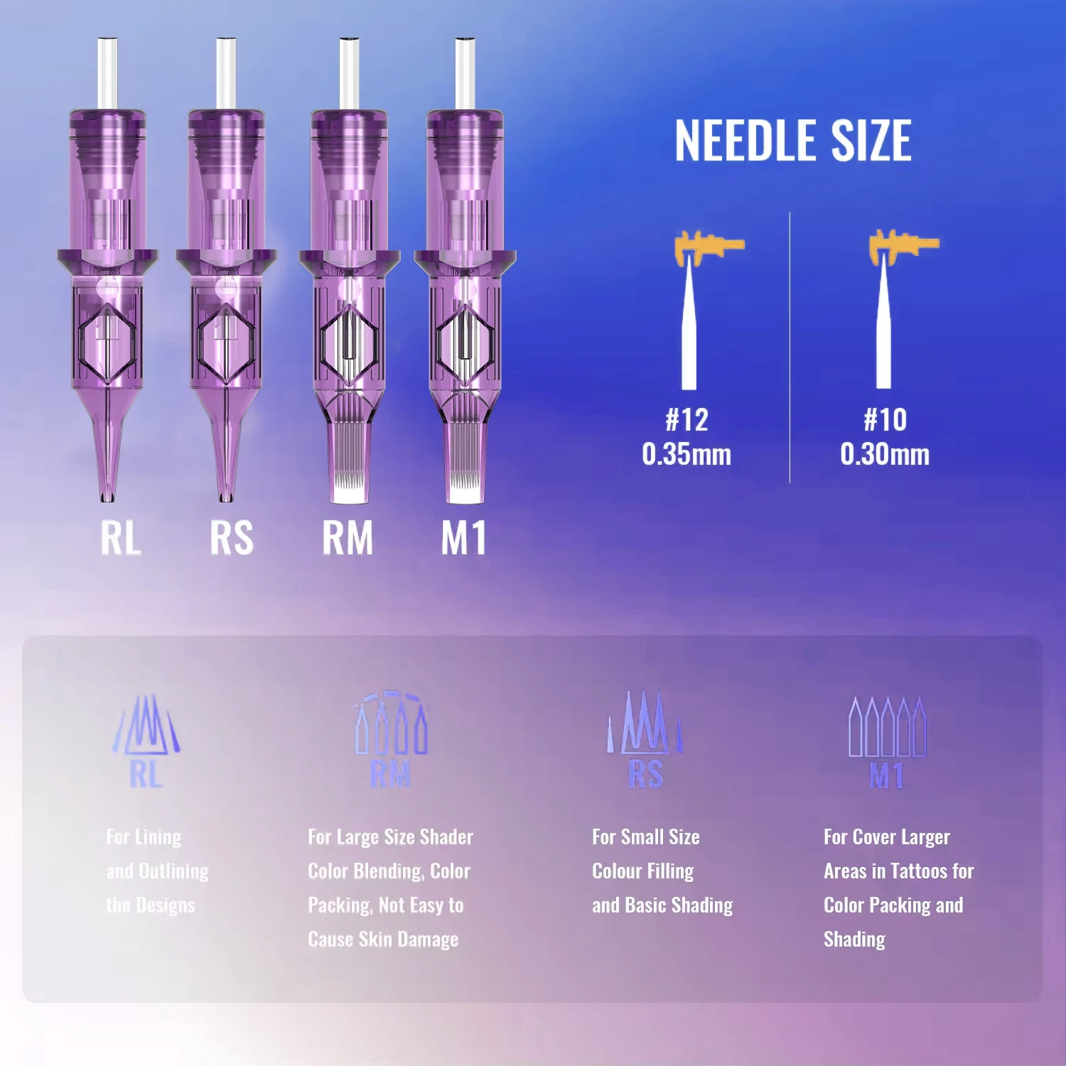 Tattoo Cartridge Needles 20pcs Mixed Disposable Cartridge #0.35mm/3RL 5RL 7RL TB for Machine Body Art