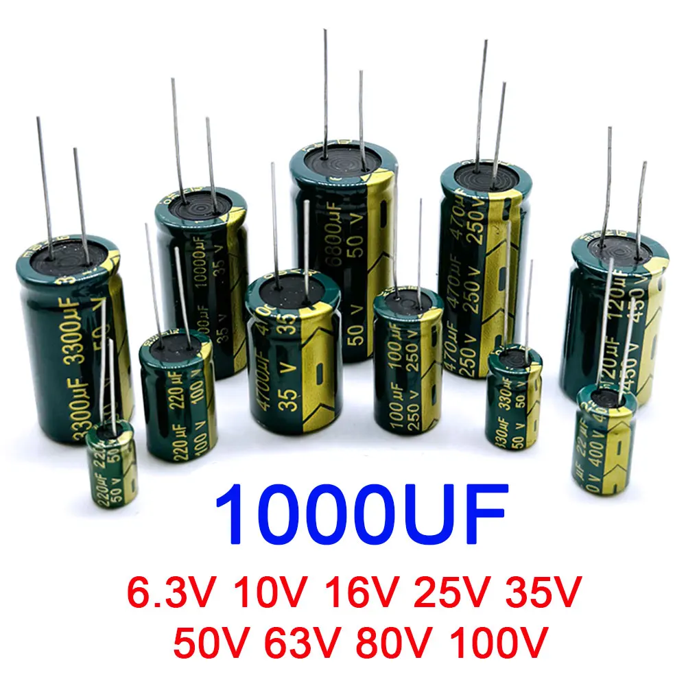 Aluminum Capacitor 1000UF 6.3V 10V 16V 25V 35V 50V 63V 80V 100V High Frequency Low ESR