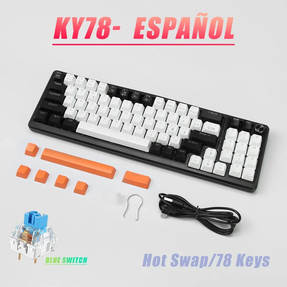 ユニセル108cap ZIFRIEND KY78 Spanish Wired Mechanical Keyboard Red/Blue Switch 3
