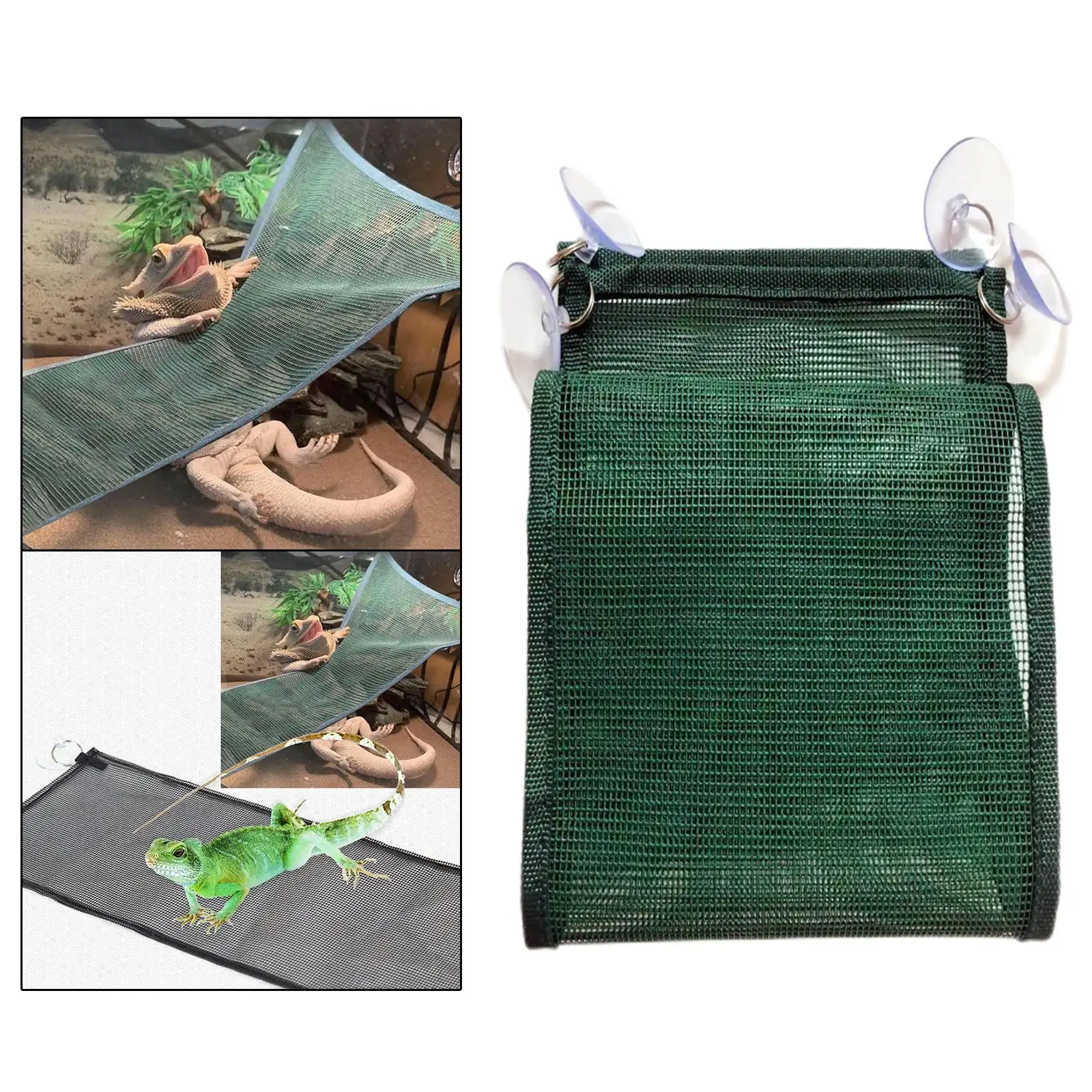 2xReptile Hammock Snake Geckos with 4 Suction Cups Toy Climbing Green