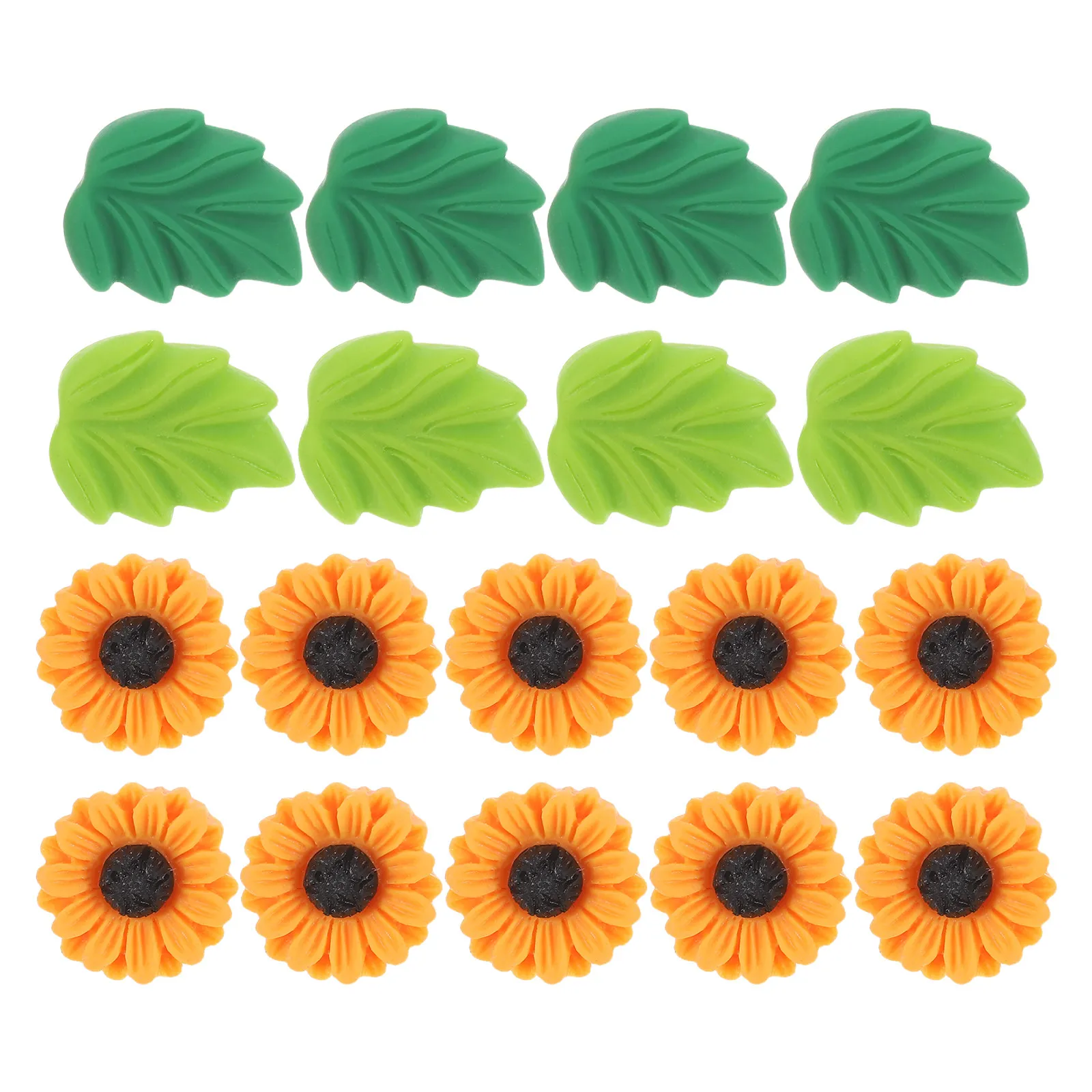 40Pcs 꽃 해바라기 녹색 잎 압정 장 금속 수지 푸시 핀 게시판 코르크 보드 사무실 학교 벽