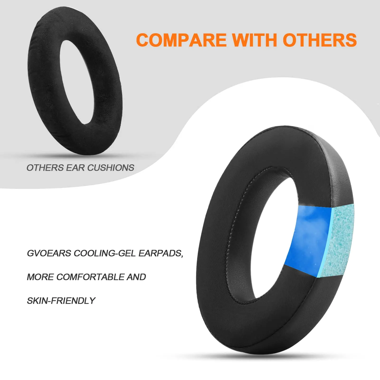 Cooling-Gel Replacement Earpads Cushions for Sennheiser HD598/HD558/HD599/HD569/HD579/HD515/HD555/HD560s/HD518 Headphones