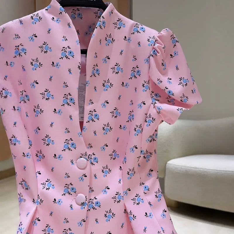 ตัวเลือกสินค้า เสื้อคลุมลายพิมพ์เข้ารูป แขนพองสั้น สวยหรู ฤดูร้อน 2026