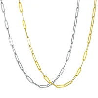 Polished Paper Clip Chain 2.5/2.7/4mm Stainless Steel Necklace Trendy Layering Choker Waterproof Jewelry Men And Women