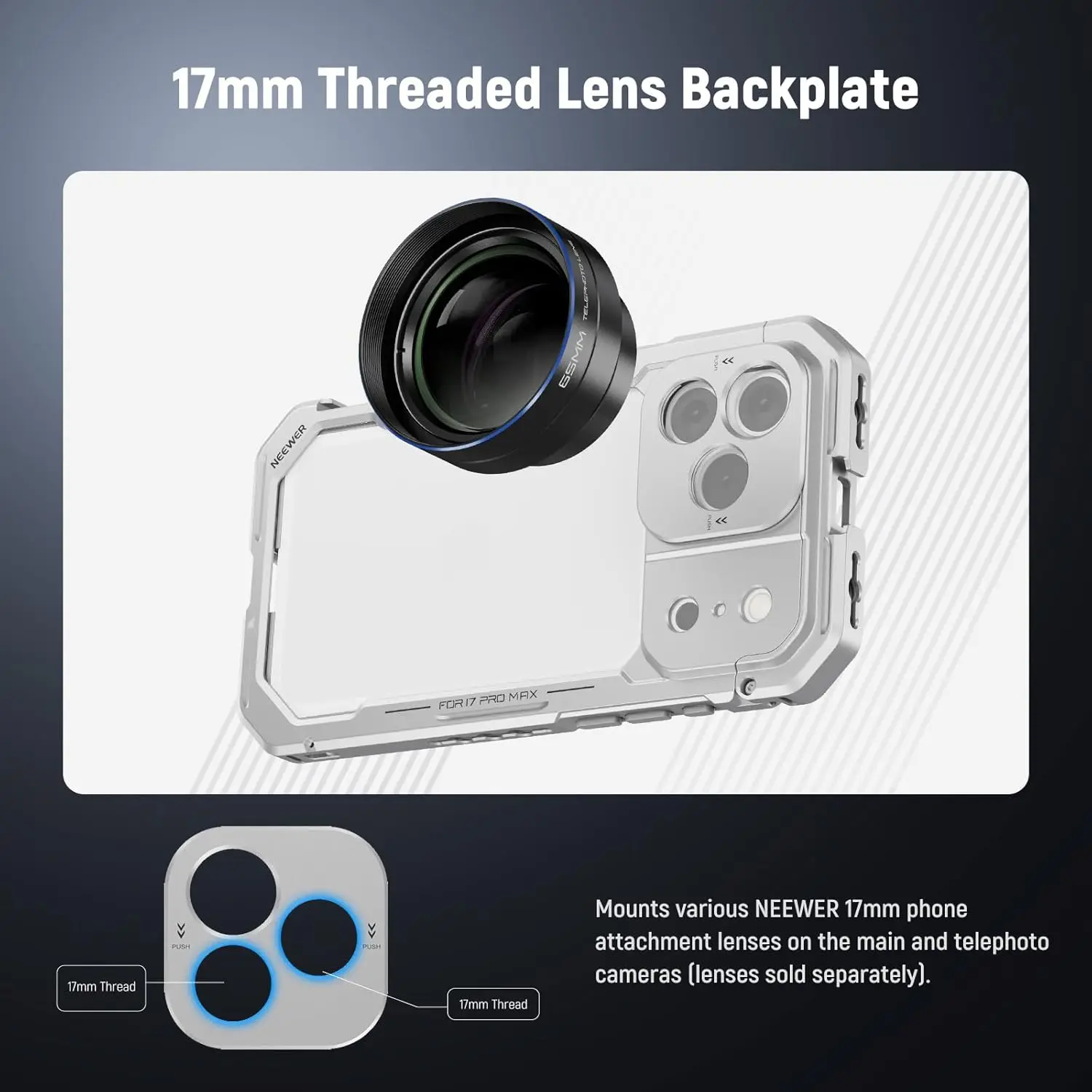 Phone Cage Video Rig Stabilizer For iPhone 17 Pro with 67mm Filter Ring, 17mm Le