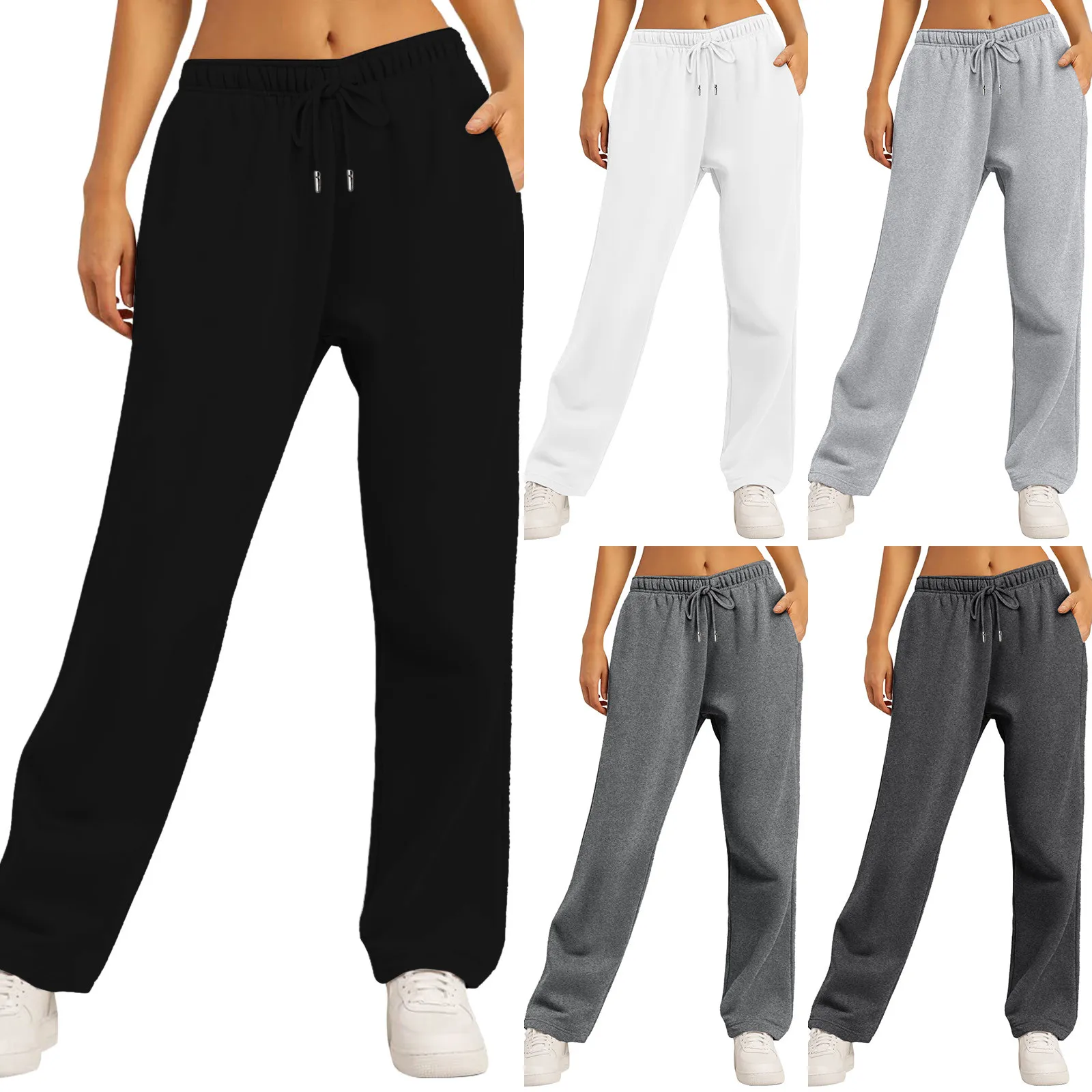 Womens Wide Leg Yoga Pants Workout Sweatpants with Pockets