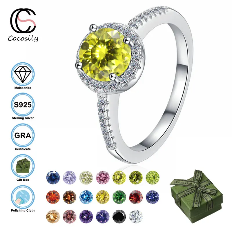 

Cocosily S925 Sterling Silver 3CT D Color Moissanite Women Ring Multicolor Fashion Style Premium Feast Platinum Diamond Jewelry