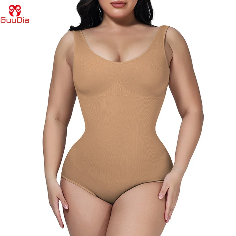 

GUUDIA Upgrade Fabric Tummy Control Bodysuits Shapewear Open Crotch Butt Lifting Cupless Body Shaper Jumpsuit Seamless Shapers