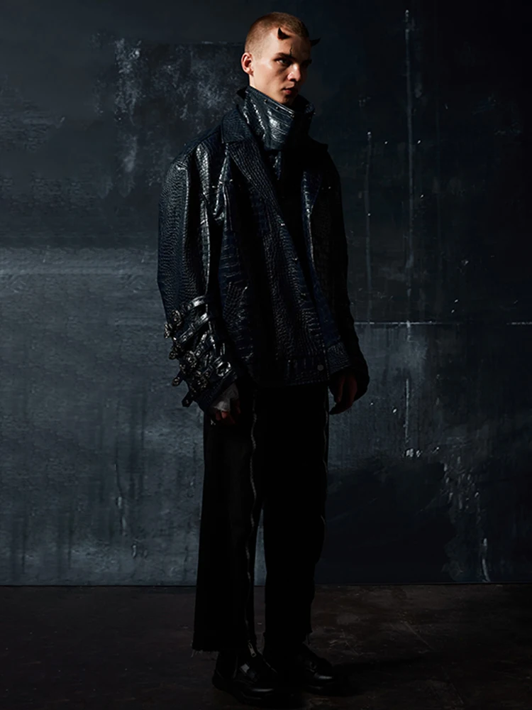 Mauroicardi Spring Autumn Cool Oversized Black Pink Crocodile