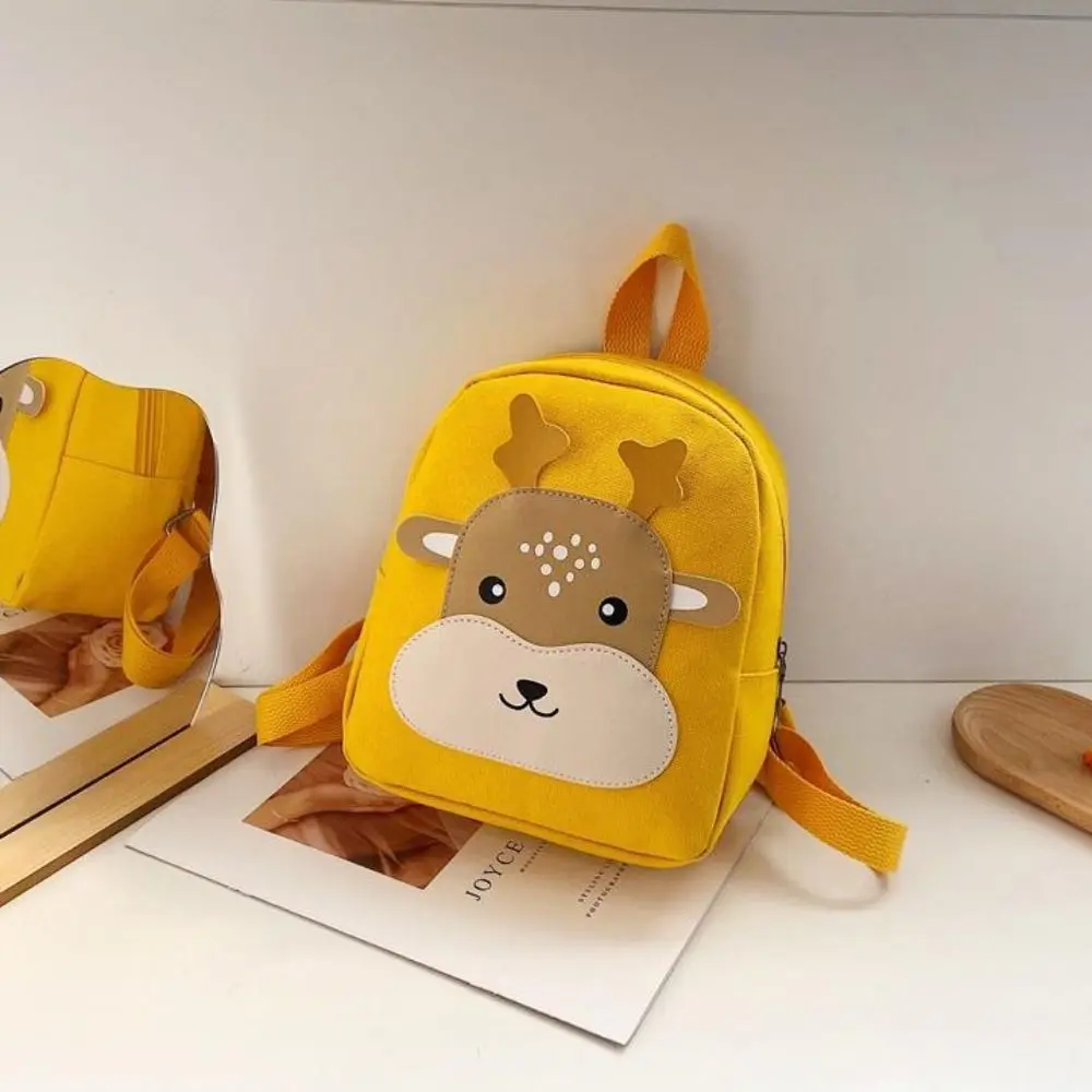 Breathable Canvas Kid Backpack Fashion Color Deer Print Little Deer Schoolbag Cartoon Lightweight Canvas Schoolbag Daily Outing 3