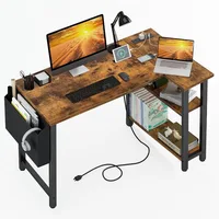 Small L Shaped Desk with Power Outlet Shelves, 40 Inch Reversible Corner Desk for Small Space Home 1