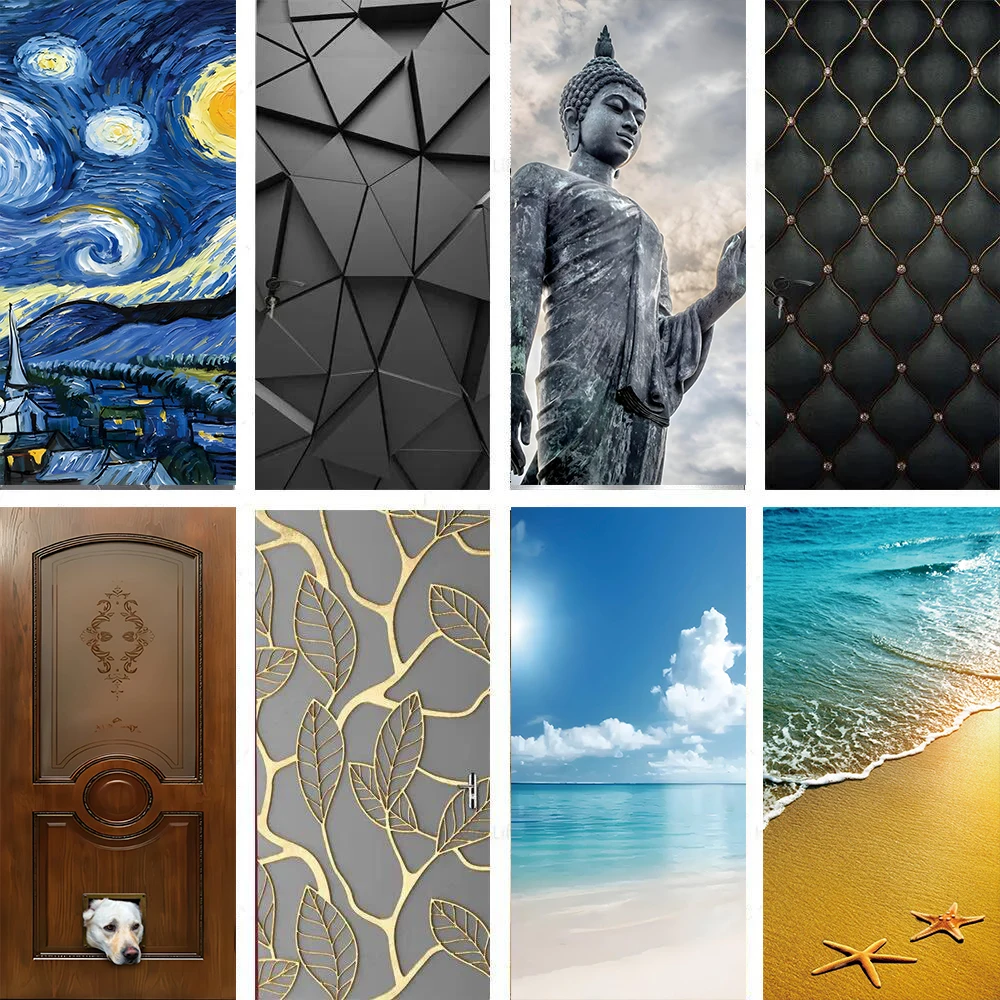 3D Geometric DIY PVC Door Decoration Sticker