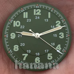 Sterile 29mm Black Watch Dial with Arabic Numerals and C3 Green Luminescence - NH35 NH36 (30)
