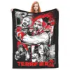 Retro Terrifier 2 Halloween Clown Art Blanket Fleece Print Portable Soft Throw Blanket for Sofa Office Bedspreads 1