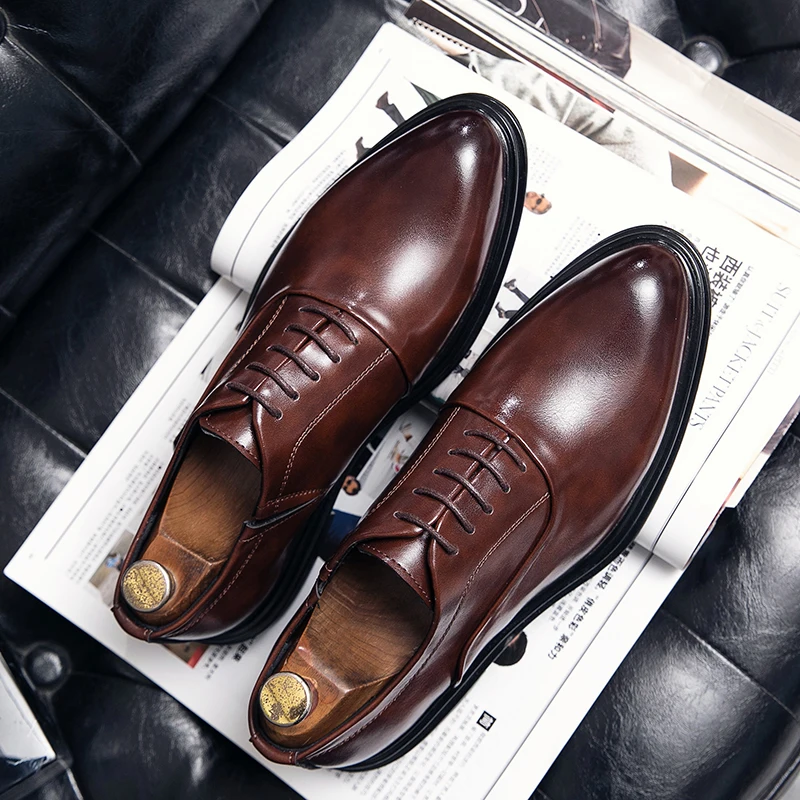 Business Formal Men's Casual Oxford Pointed Office Wedding Shoes mens brogue shoes