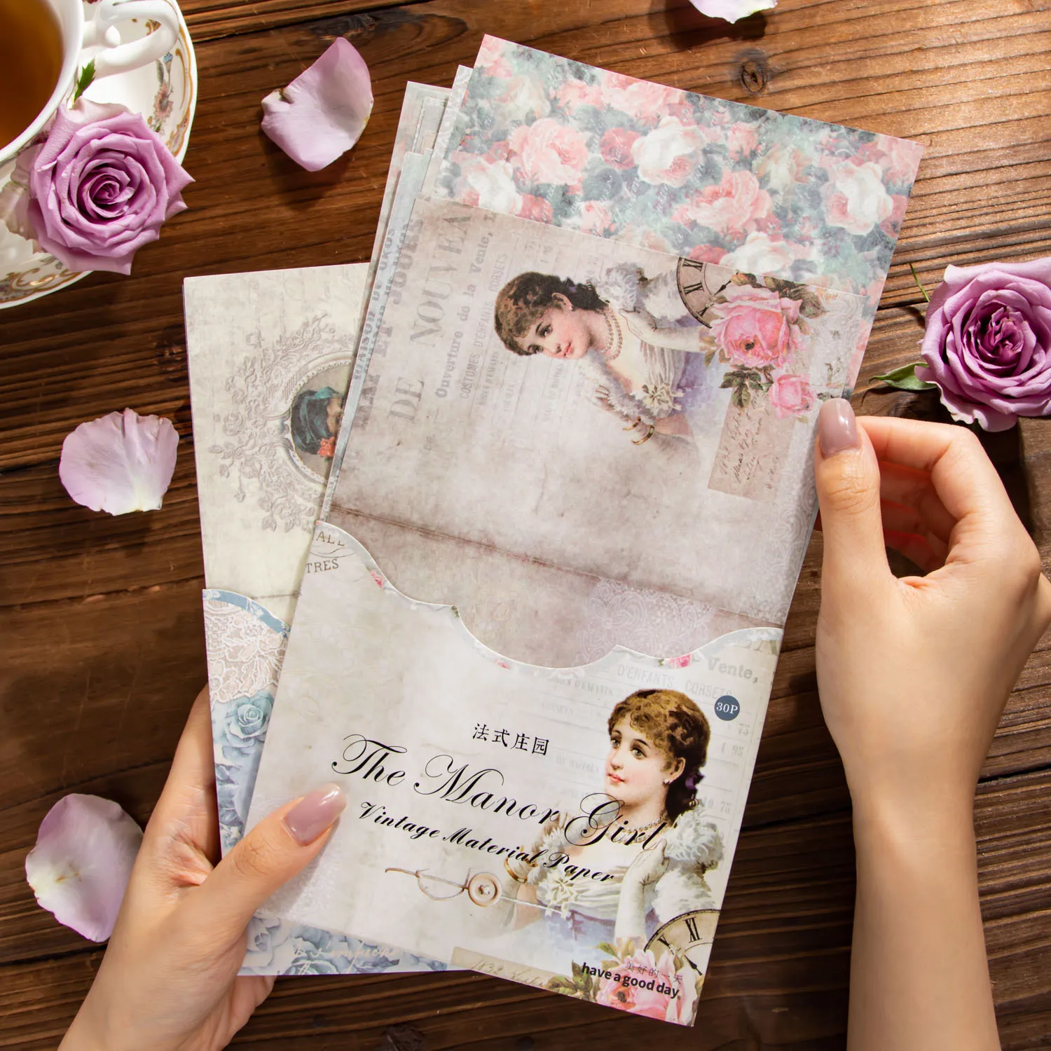 30 pcs Large size Vintage material paper Decorative Diary Album Scrapbooking handmade DIY Junk Journal Supplies