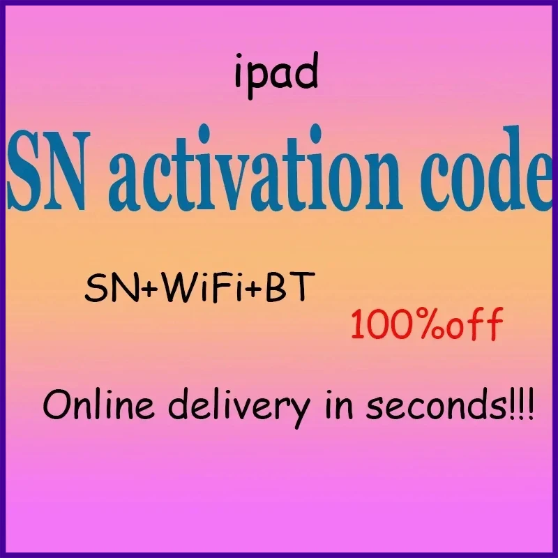 

Серийный номер SN для IPad Mini 2, 3, IPad Air 1, 2, 2019, 2018, Pro10.2, A5, A6, A7, A8, Wi-Fi, BT адрес для активации Pad может быть получен