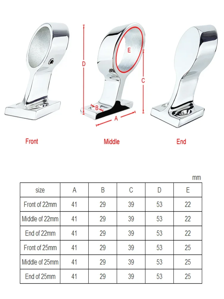 1pc Angles 316 Stainless Steel Boat Hand Rail Fitting Marine Railing Support Bracket Tube Stanchion Hardware Yacht Accessories