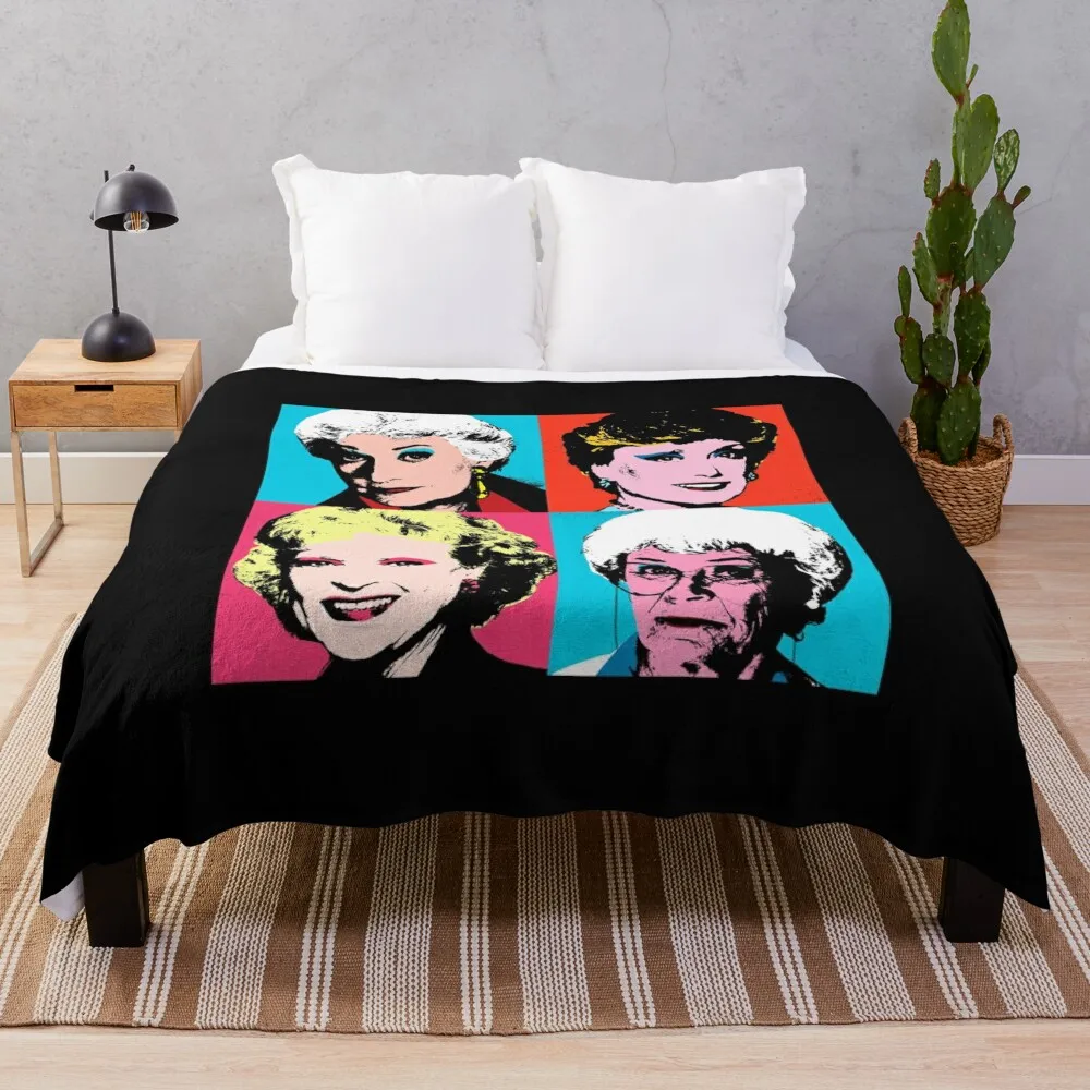 

Golden Warhol Girls Throw Blanket Soft Big Dorm Room Essentials Shaggy Blankets